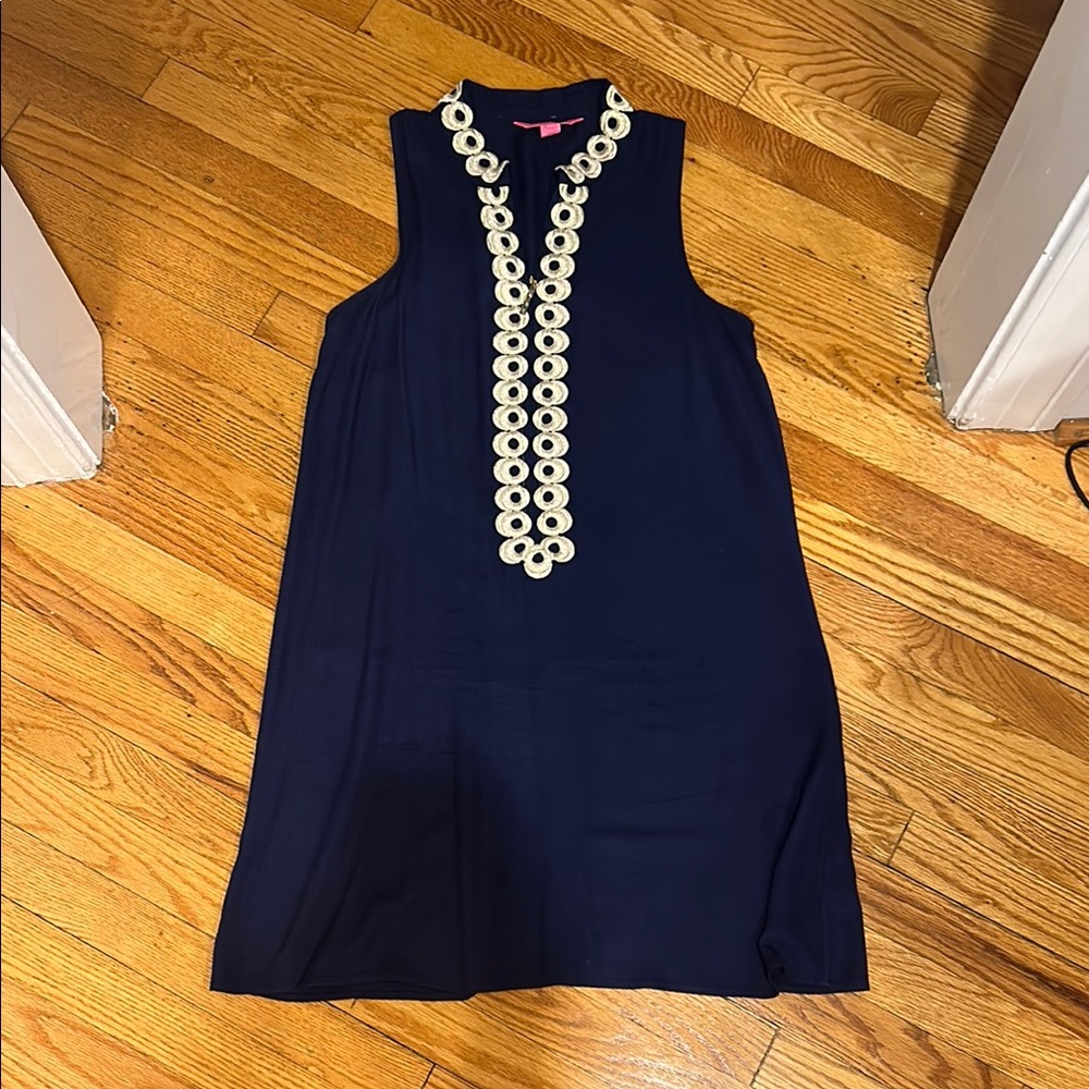 Lilly Pulitzer Navy Mini Dress with Gold Accents
